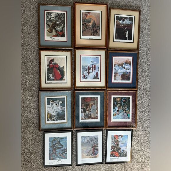 Rare Find Fernandez The 12 Days of Christmas Series Matted Framed Prints - Picture 10 of 13